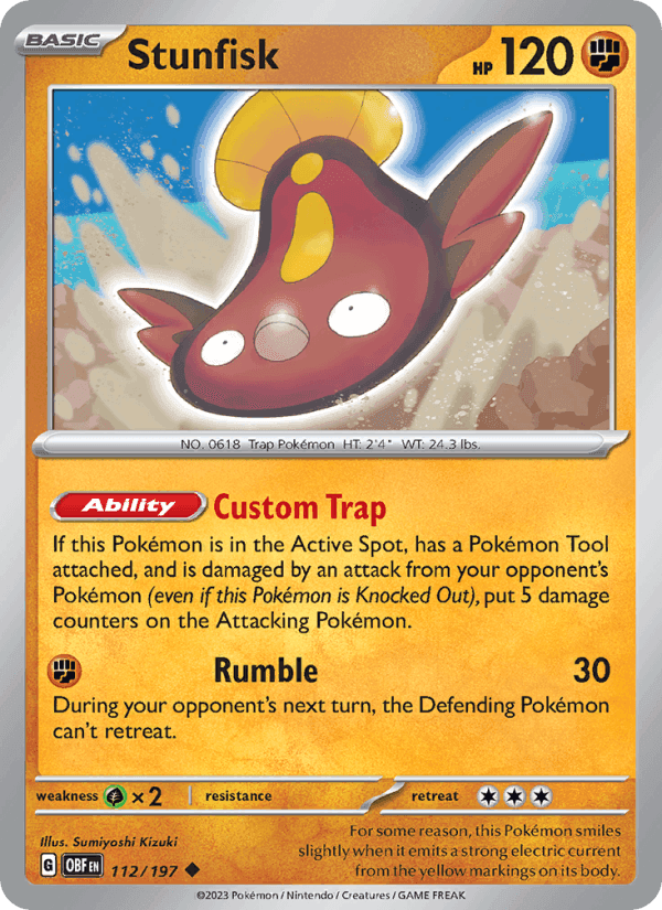 Stunfisk, card 112 from Obsidian Flames