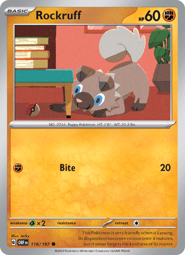 Rockruff, card 116 from Obsidian Flames