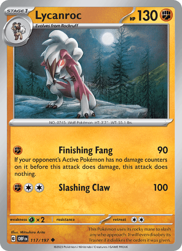 Lycanroc, card 117 from Obsidian Flames