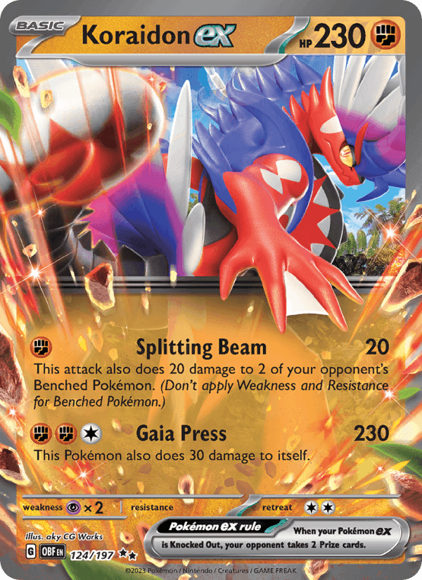 Koraidon ex, card 124 from Obsidian Flames