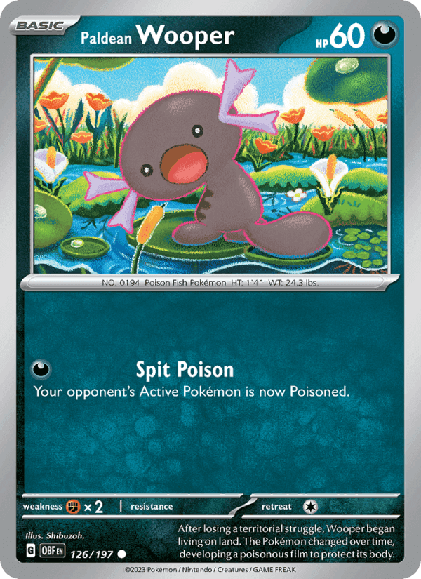 Paldean Wooper, card 126 from Obsidian Flames