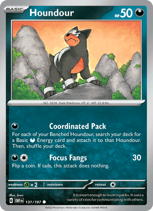 Houndour, card 131 from Obsidian Flames