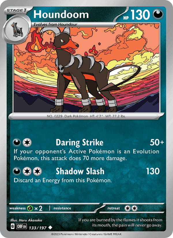Houndoom, card 133 from Obsidian Flames