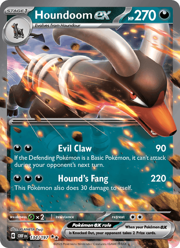 Houndoom ex, card 134 from Obsidian Flames