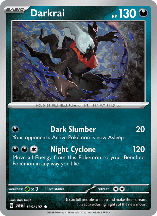 Darkrai, card 136 from Obsidian Flames