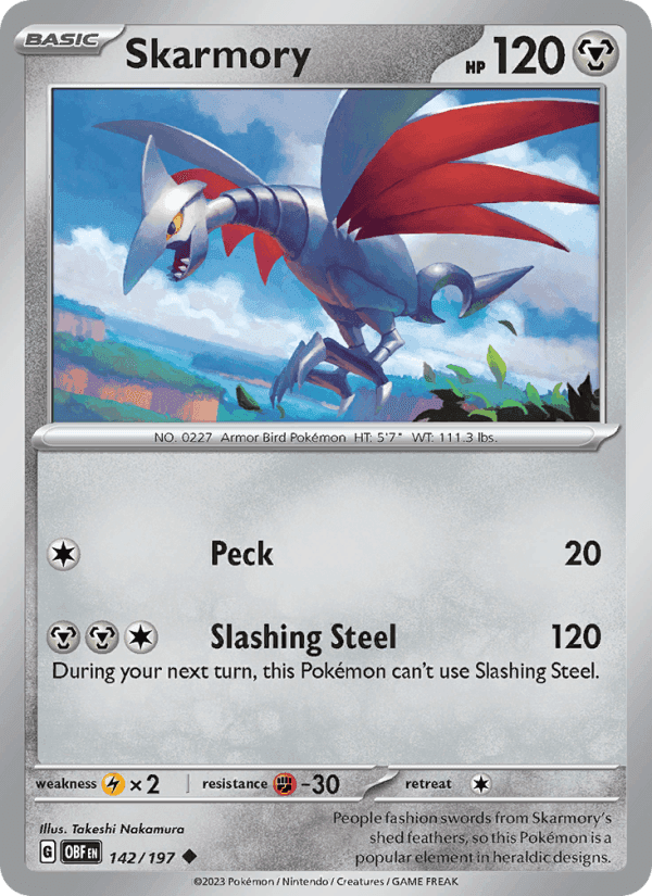 Skarmory, card 142 from Obsidian Flames