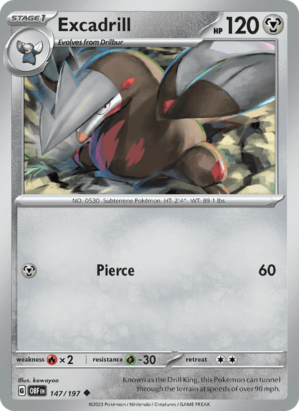 Excadrill, card 147 from Obsidian Flames