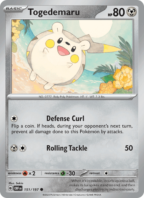 Togedemaru, card 151 from Obsidian Flames