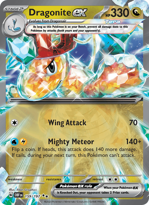 Dragonite ex, card 159 from Obsidian Flames