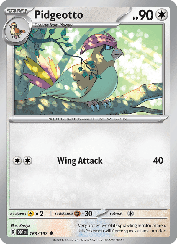 Obsidian Flames の 163 番、Pidgeotto