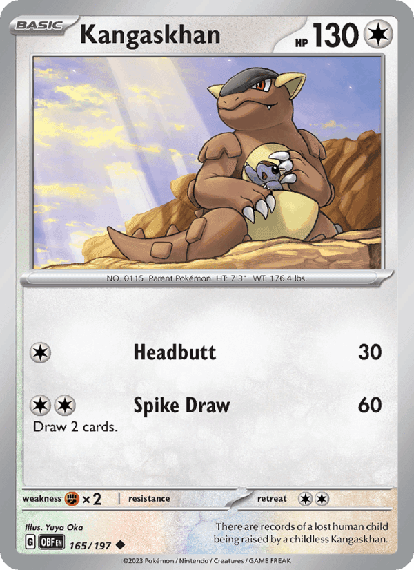 Kangaskhan, card 165 from Obsidian Flames