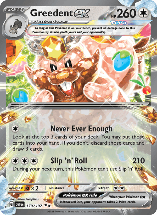 Greedent ex, card 179 from Obsidian Flames