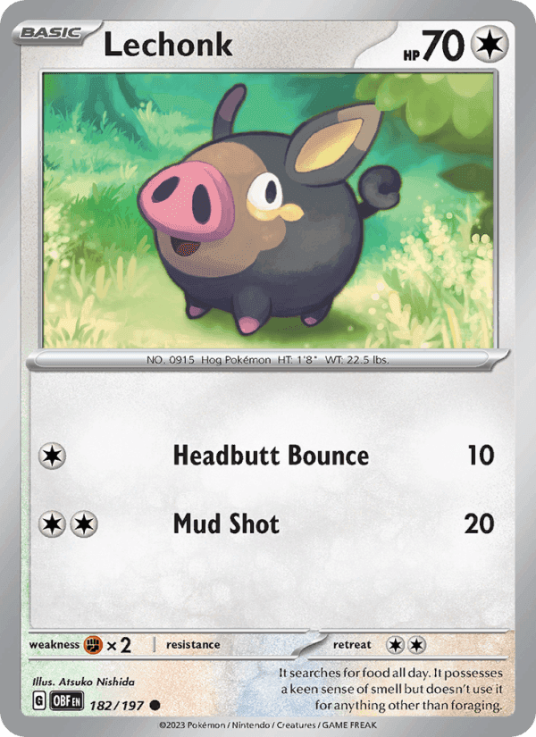 Lechonk, card 182 from Obsidian Flames