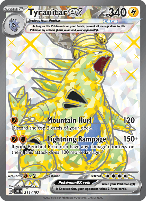 Tyranitar ex, card 211 from Obsidian Flames