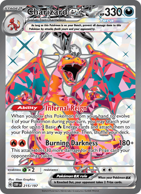 Charizard ex, card 215 from Obsidian Flames