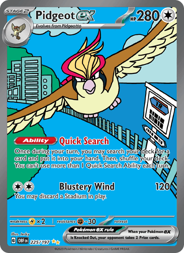 Pidgeot ex, carta 225 di Obsidian Flames