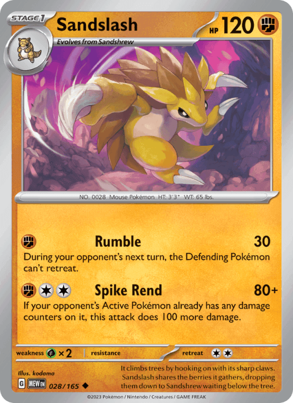 Sandslash, card 028 from 151