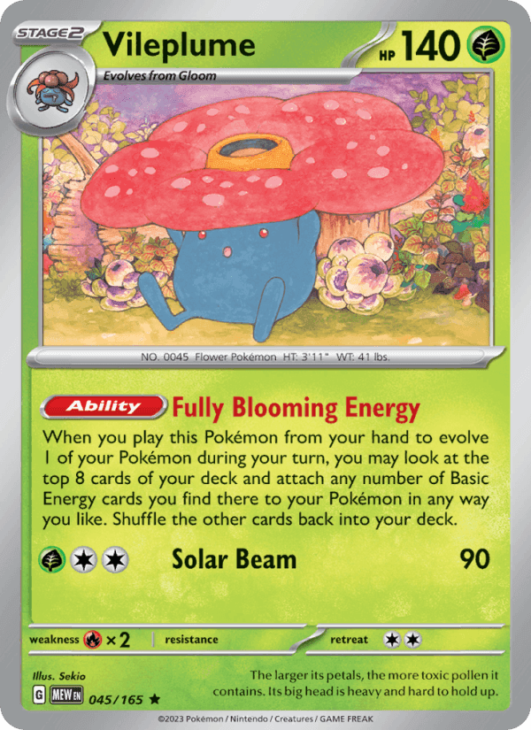 Vileplume, card 045 from 151