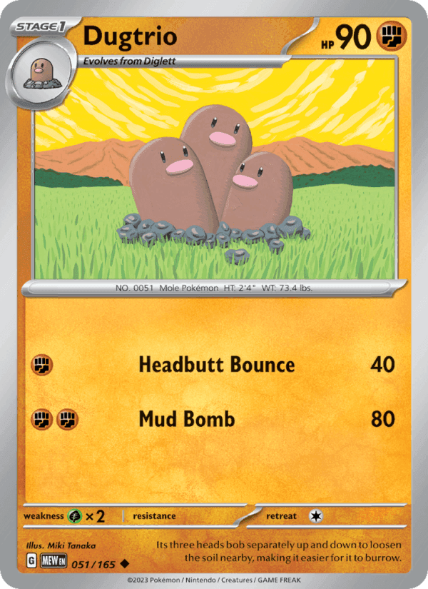 Dugtrio, card 051 from 151