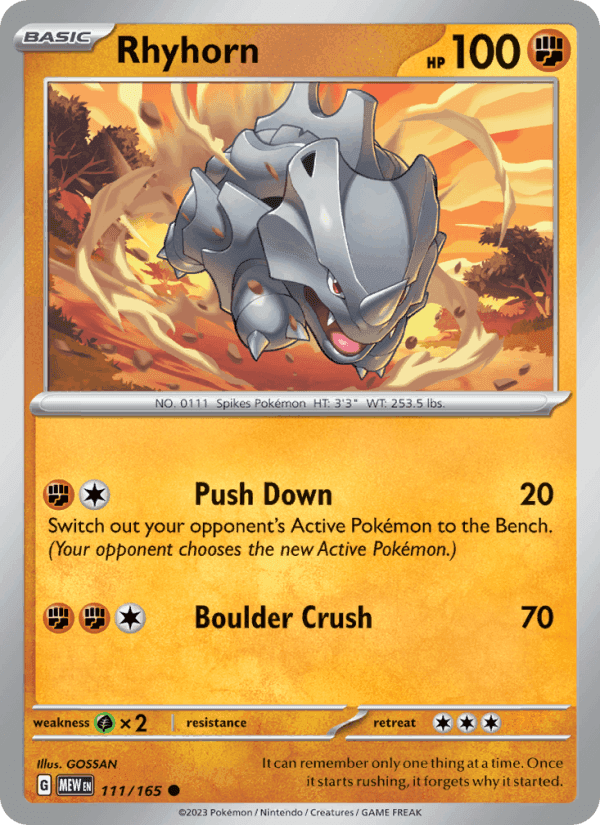 Rhyhorn, card 111 from 151