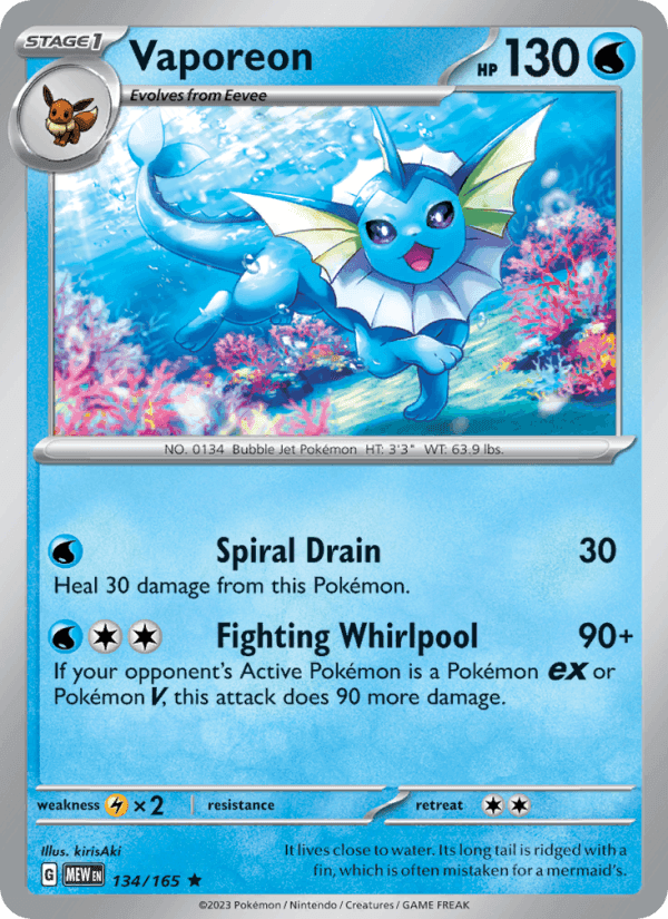 Vaporeon, card 134 from 151
