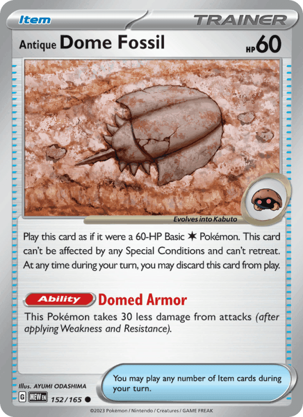 Antique Dome Fossil, card 152 from 151
