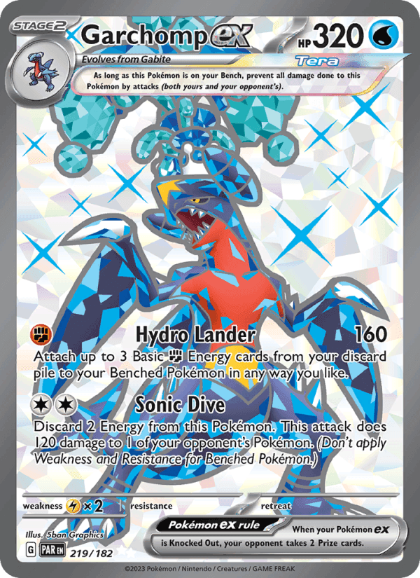Garchomp ex, card 219 from Paradox Rift