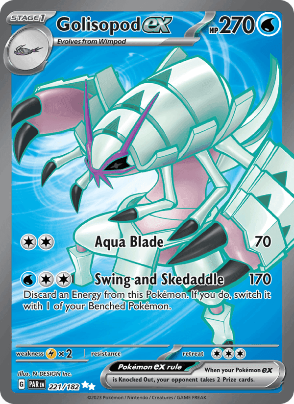 Golisopod ex, card 221 from Paradox Rift