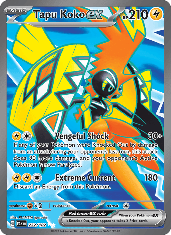 Tapu Koko ex, card 222 from Paradox Rift