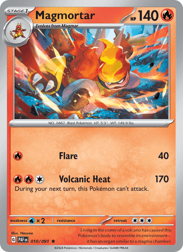 Magmortar, carte 010 de Paldean Fates