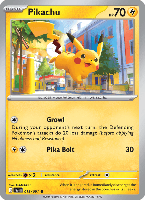 Pikachu, card 018 from Paldean Fates