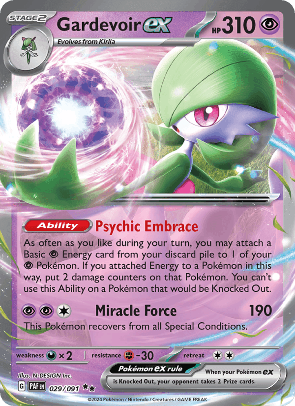 Gardevoir ex, card 029 from Paldean Fates