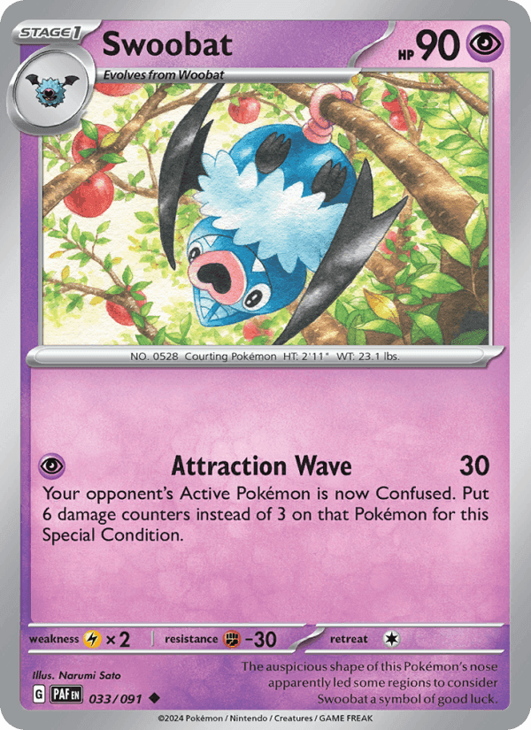 Swoobat, card 033 from Paldean Fates
