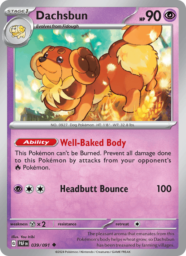 Dachsbun, card 039 from Paldean Fates