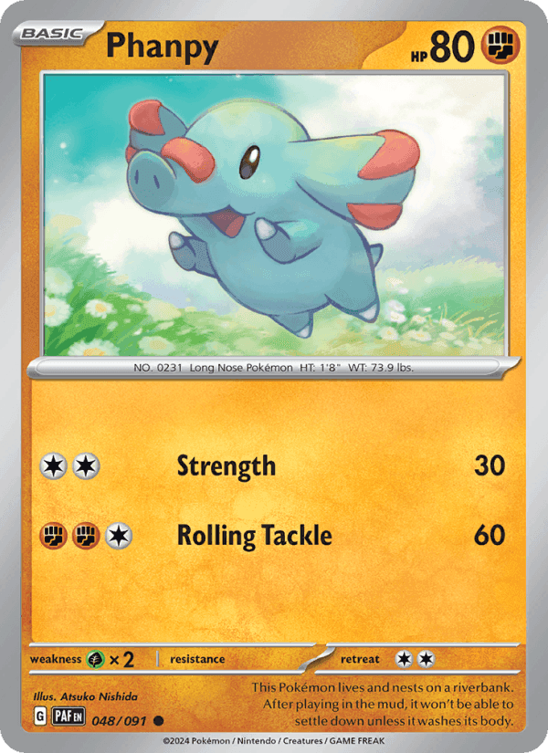 Phanpy, card 048 from Paldean Fates