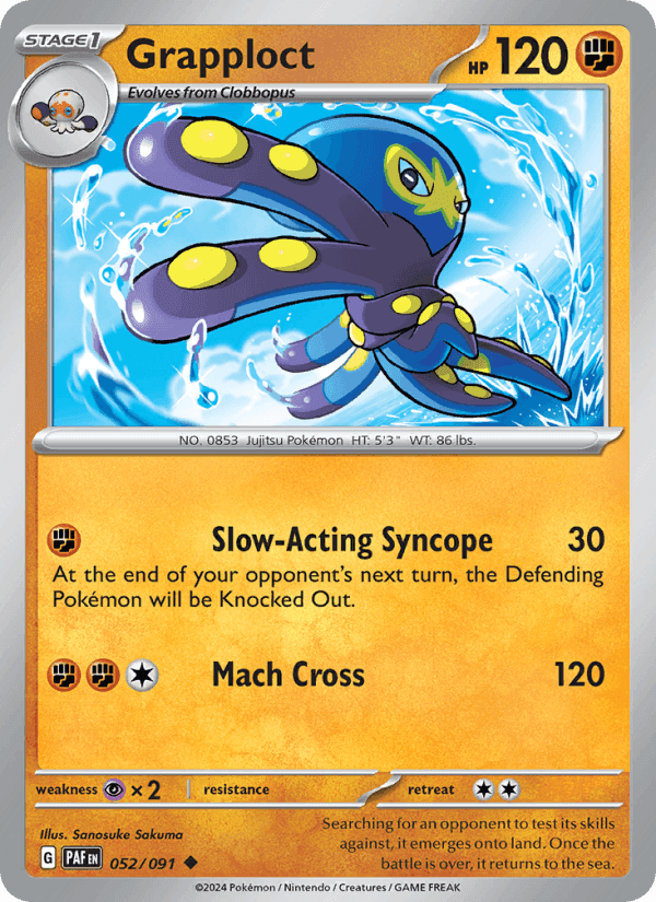 Grapploct, card 052 from Paldean Fates