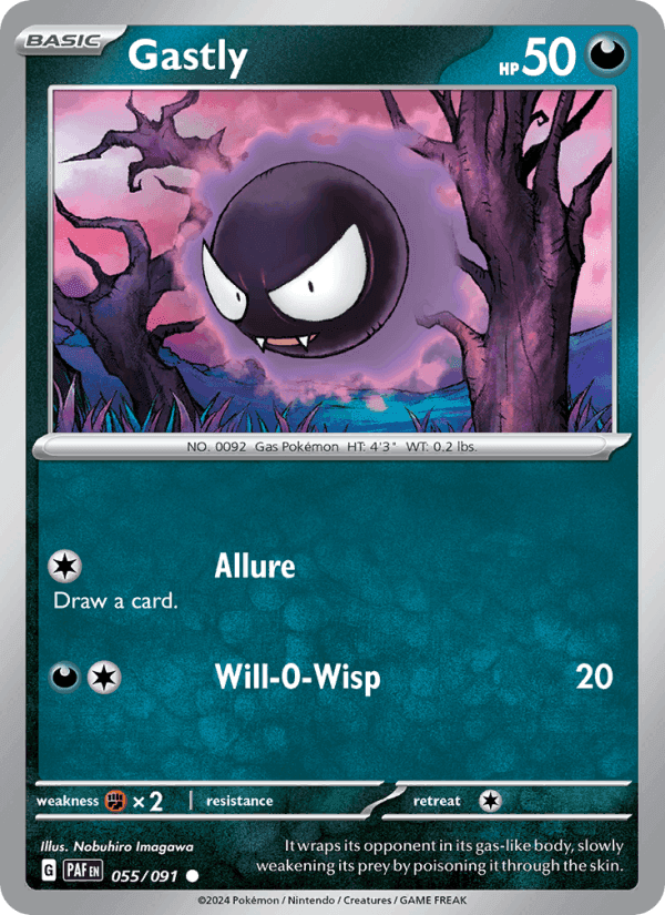 Gastly, carta 055 de Paldean Fates