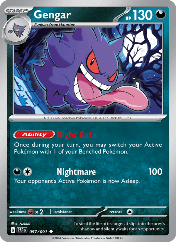 Gengar, carta 057 de Paldean Fates
