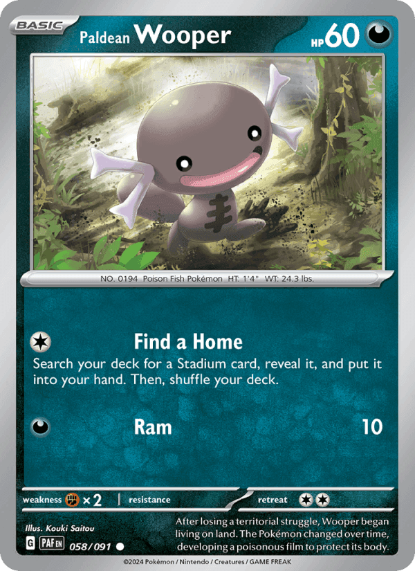 Paldean Wooper, card 058 from Paldean Fates