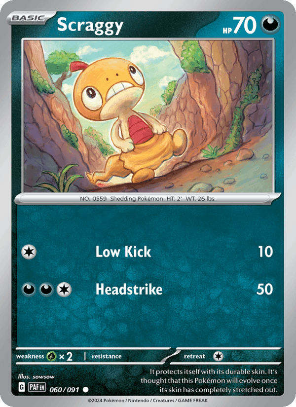 Scraggy, card 060 from Paldean Fates