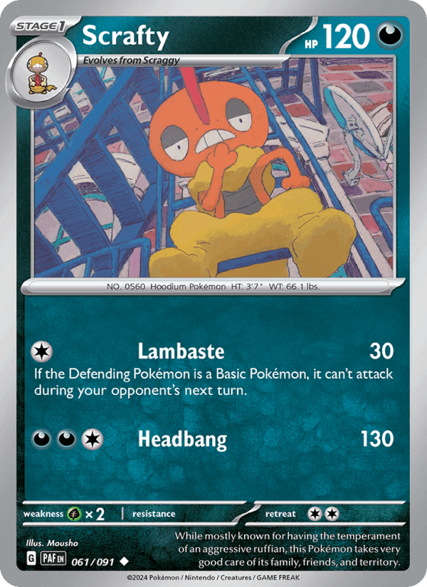 Scrafty, carte 061 de Paldean Fates