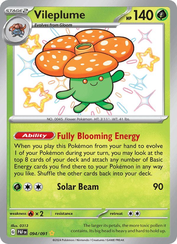 Vileplume, card 094 from Paldean Fates