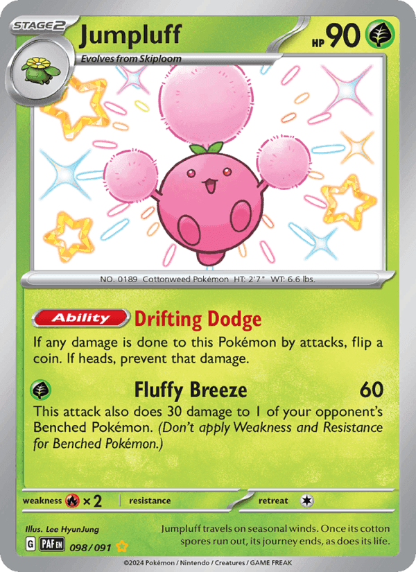 Jumpluff, card 098 from Paldean Fates