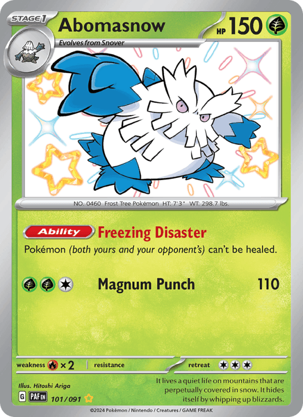 Abomasnow, card 101 from Paldean Fates