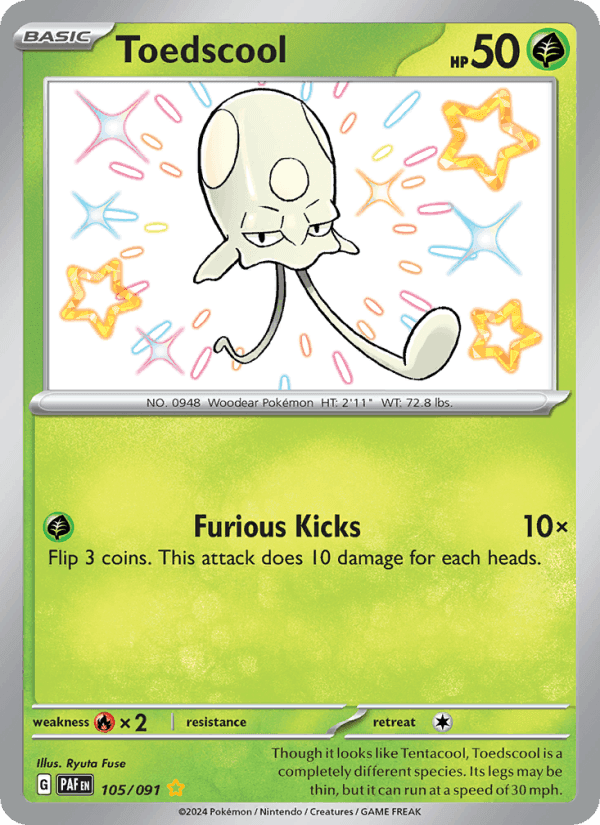 Toedscool, card 105 from Paldean Fates