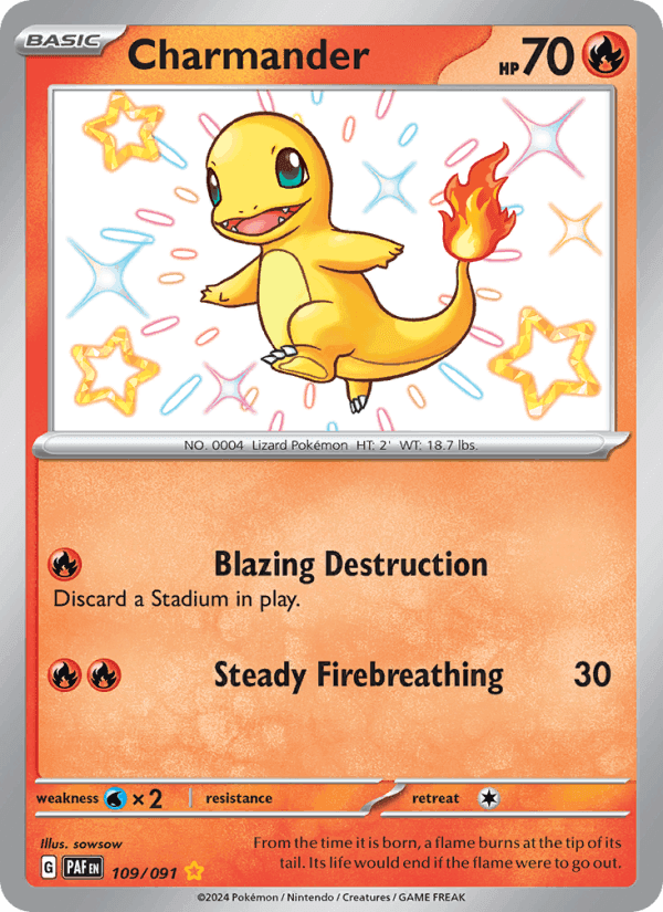 Charmander, carta 109 di Paldean Fates