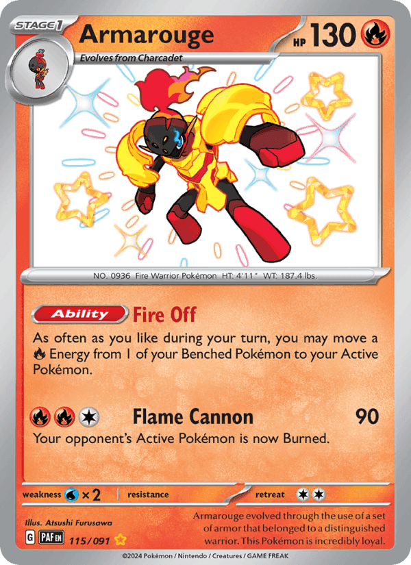 Armarouge, card 115 from Paldean Fates