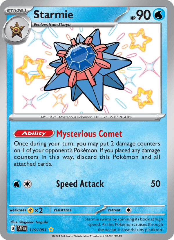 Starmie, card 119 from Paldean Fates