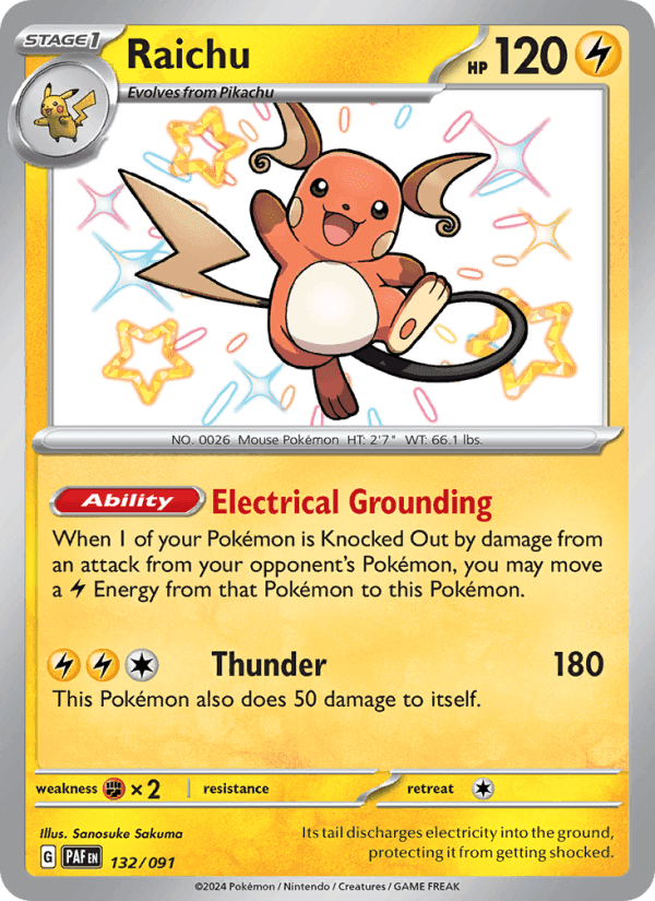 Raichu, card 132 from Paldean Fates