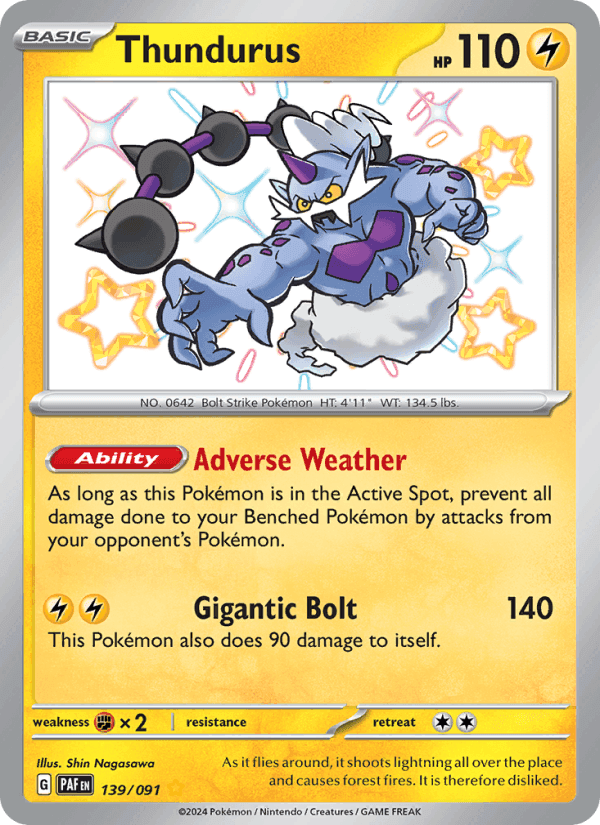 Thundurus, card 139 from Paldean Fates